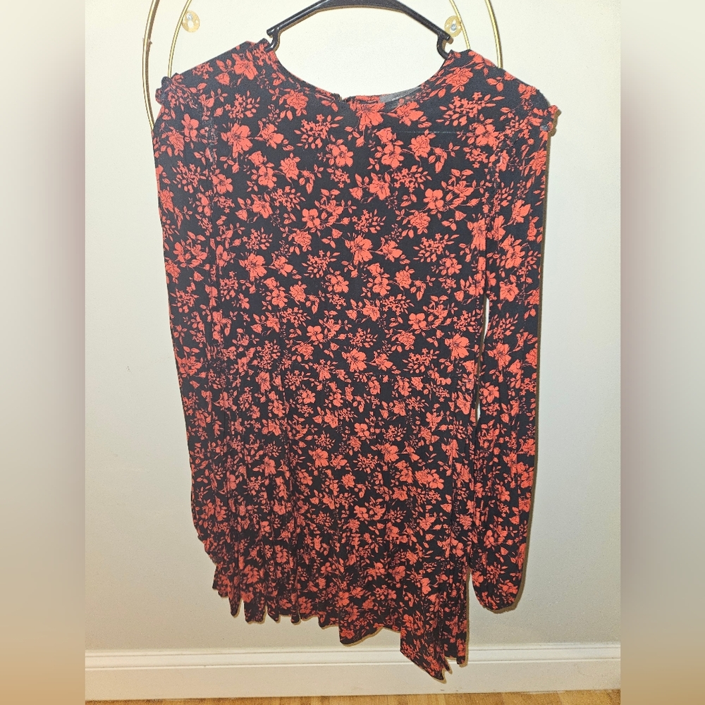 Red and Black Floral Dress Primark